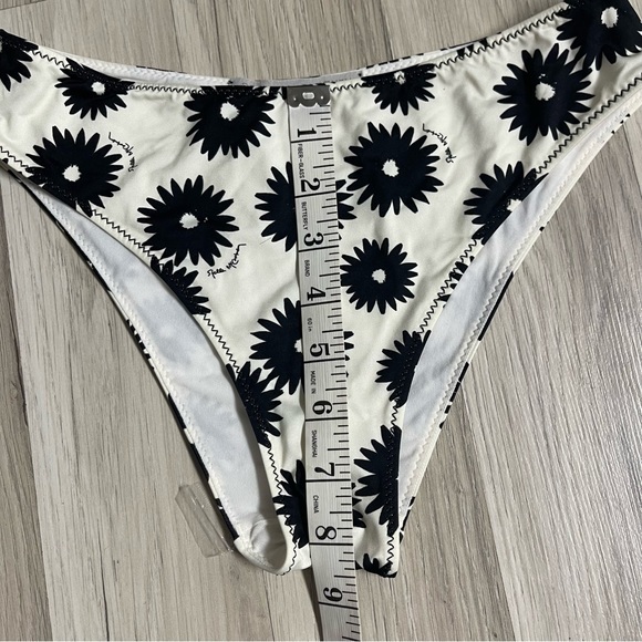 Stella McCartney Swimwear Linda Floral Print High Leg Brief Black‎ Cream Size XS - Picture 5 of 7